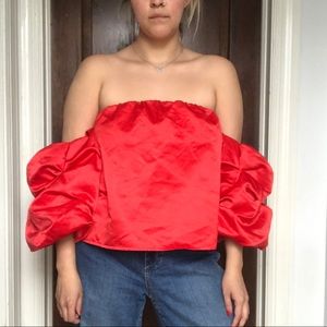 red big big sleeve blouse